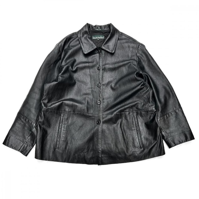 Vintage Leather Jacket, Button-Up [Benard Hotzman] [1990s~] Lamb Black