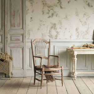 アームチェア/ラッシュシート/剥離/ディスプレイ/空間装飾/撮影アイテム/オーク材/アンティーク/椅子/イス