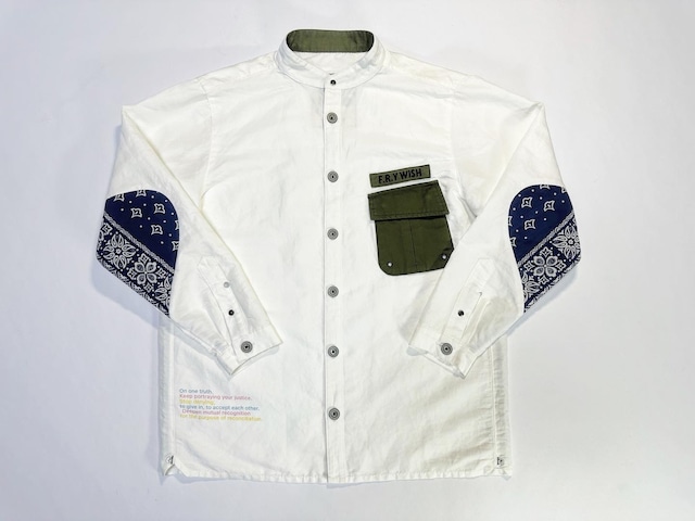 19SS 硫化染め綿麻シアサッカーチェックベースボールシャツ /  sulfide dyeing cotton linen seersucker check pattern baseball shirts