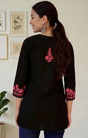 インディゴフラワー刺繍クルティ WA014