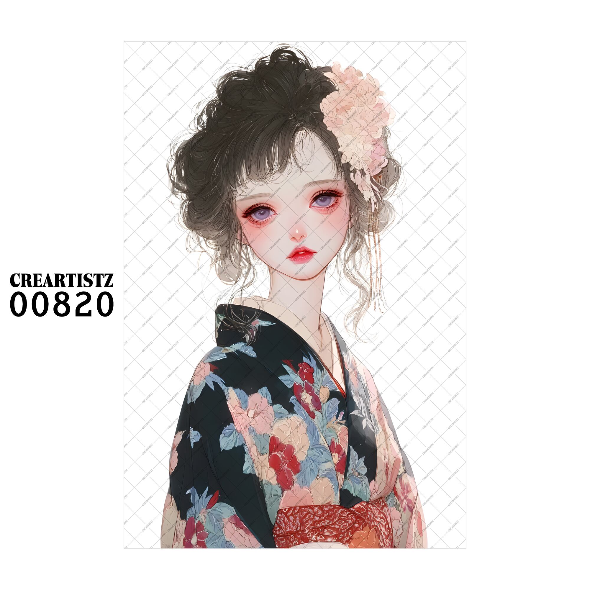00820 ガール キュート オリジナル ペーパー/ステッカー 4枚セット CREARTISTZ