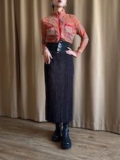 paisley pattern sheer high neck tops-5134-1