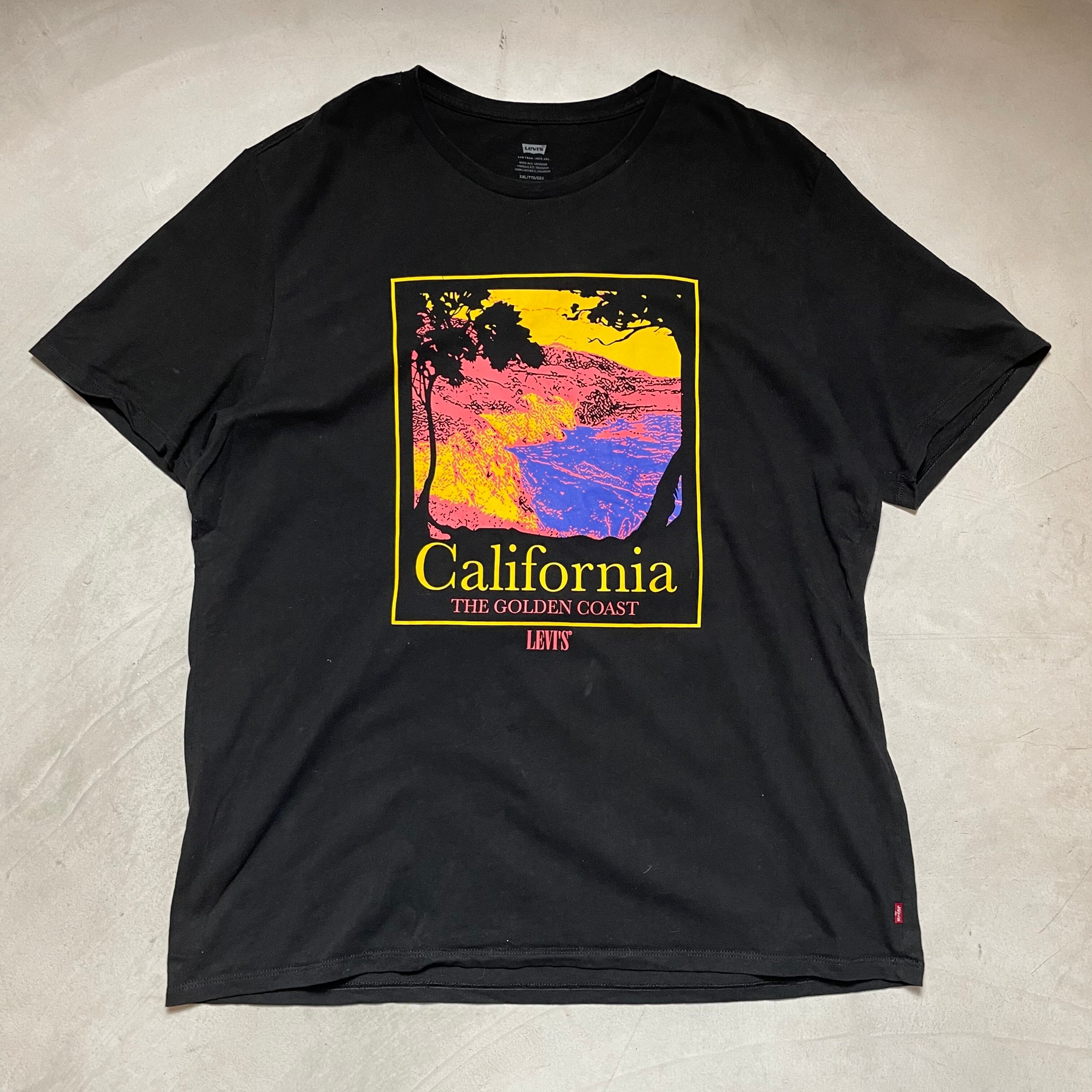 Levi’s リーバイス フロントロゴプリント Tシャツ メンズL 古着 ブラック 黒色【ロングTシャツ】