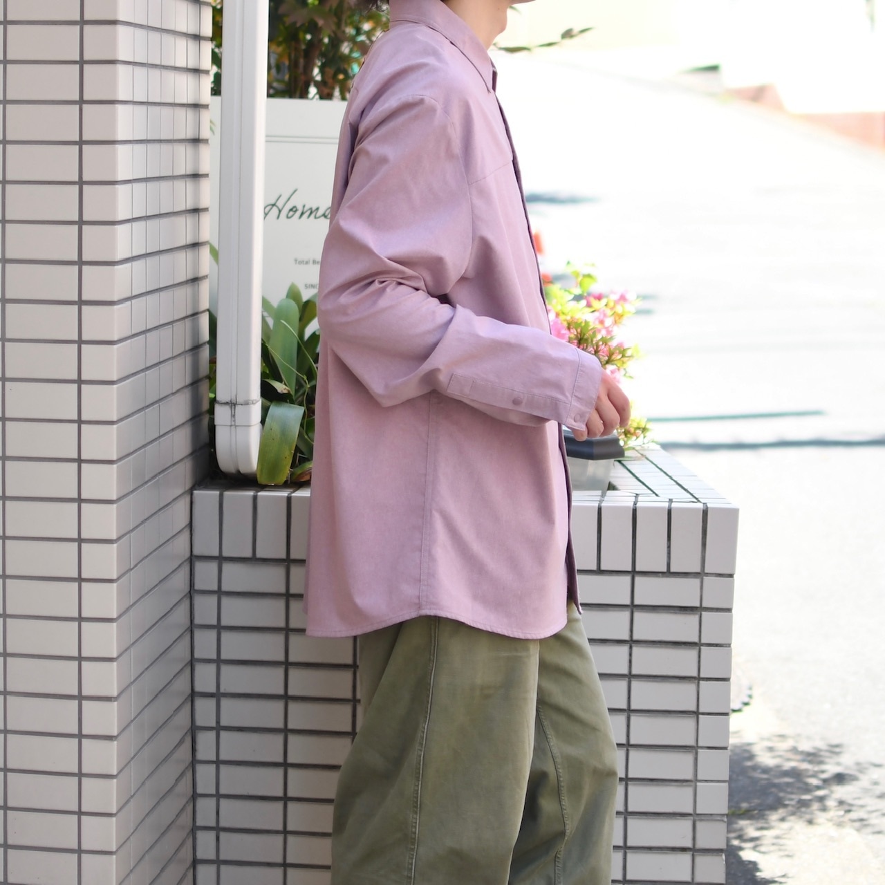 snap button design shirt marble pink