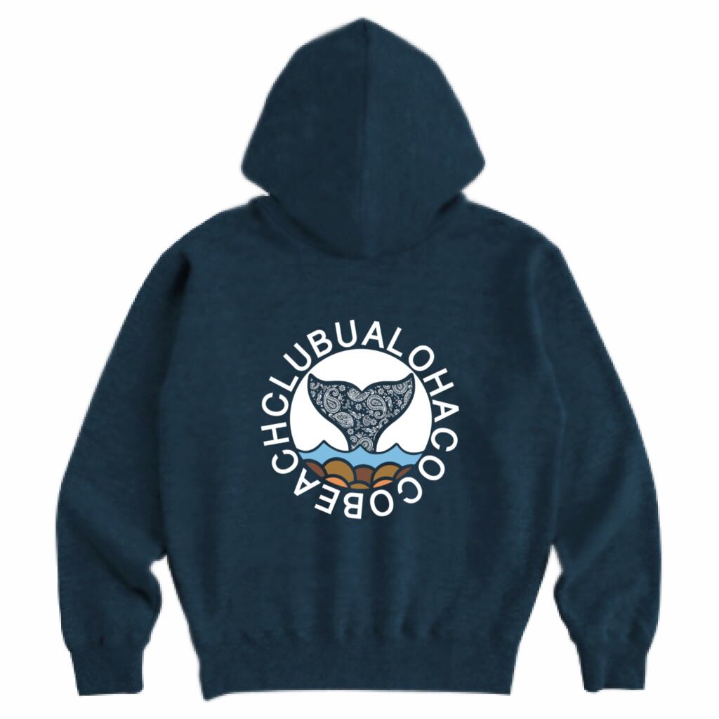 Whale tail fin unisexスウェットZIPパーカー(ネイビー)