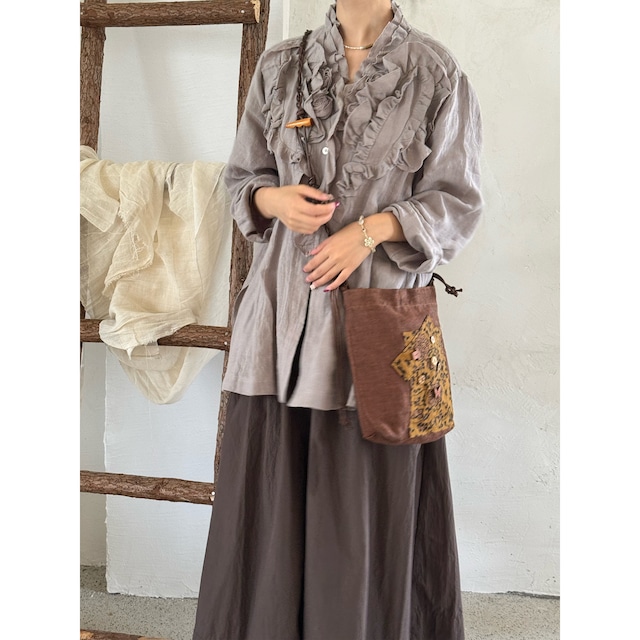 POTIレトロパッチビーズロープ柔らかバッグ