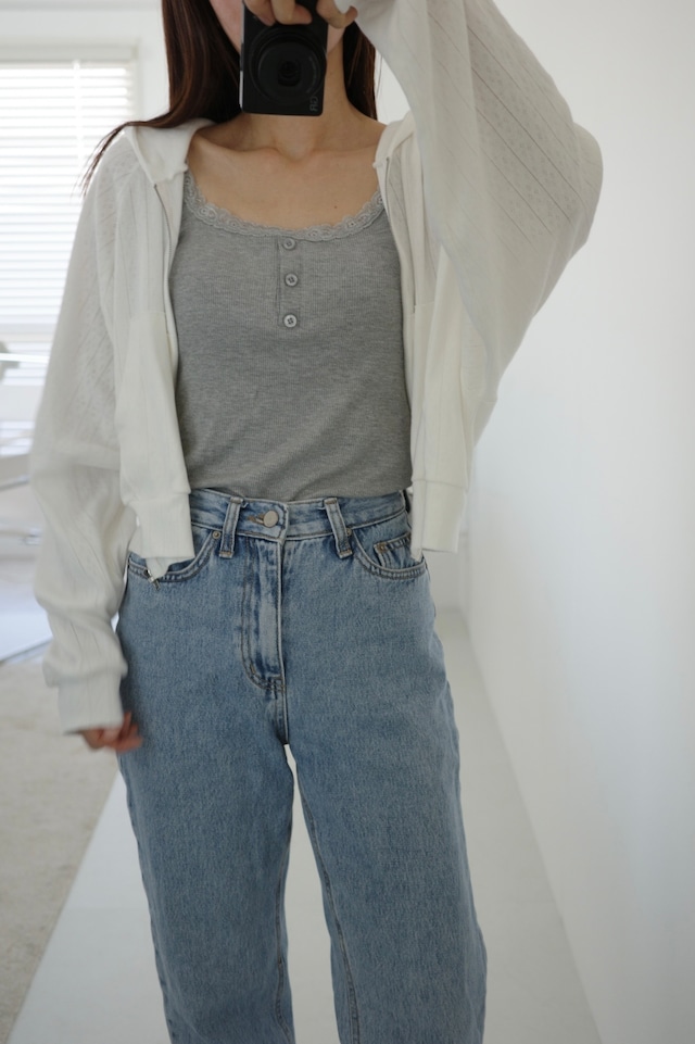 (即納) Fil. / Lace button cup sleeveless 3color