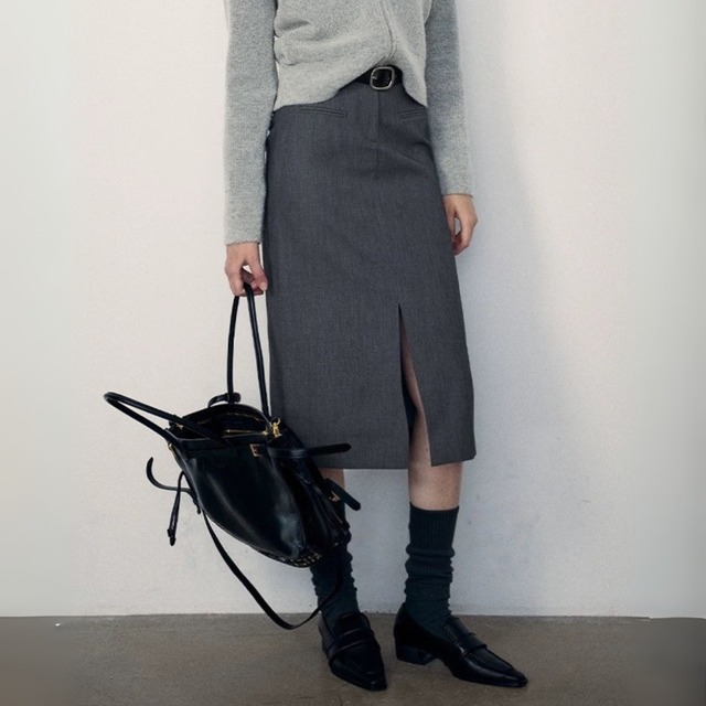 front slit tailored skirt  00394