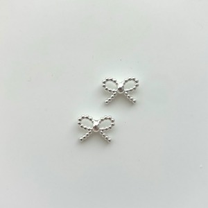 ribon pearts / silver /2個売り