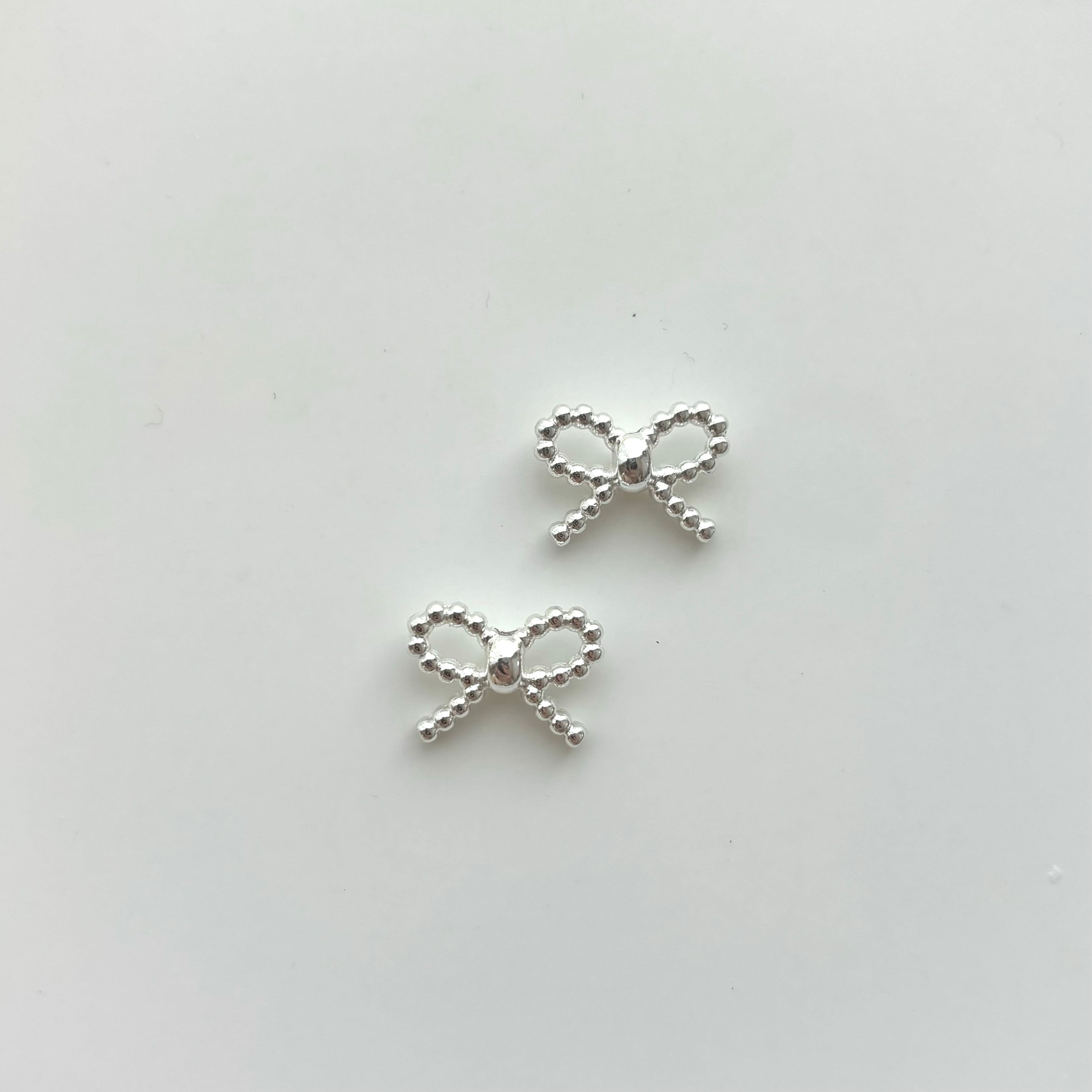 ribon pearts / silver /2個売り