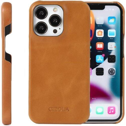CIBOLA 高級牛革 iPhone 14 Pro ケース バンパー 本革 アイフォン 14 プロ カバー 革 背面型 アイホン14プロ スマホケース 耐衝撃 iphone14pro バンパーケース 軽量 薄い ワイヤレス充電対応 スマホカバー シンプル PCハードケース ブラウン 147.5×71.5mm 14pro 1452