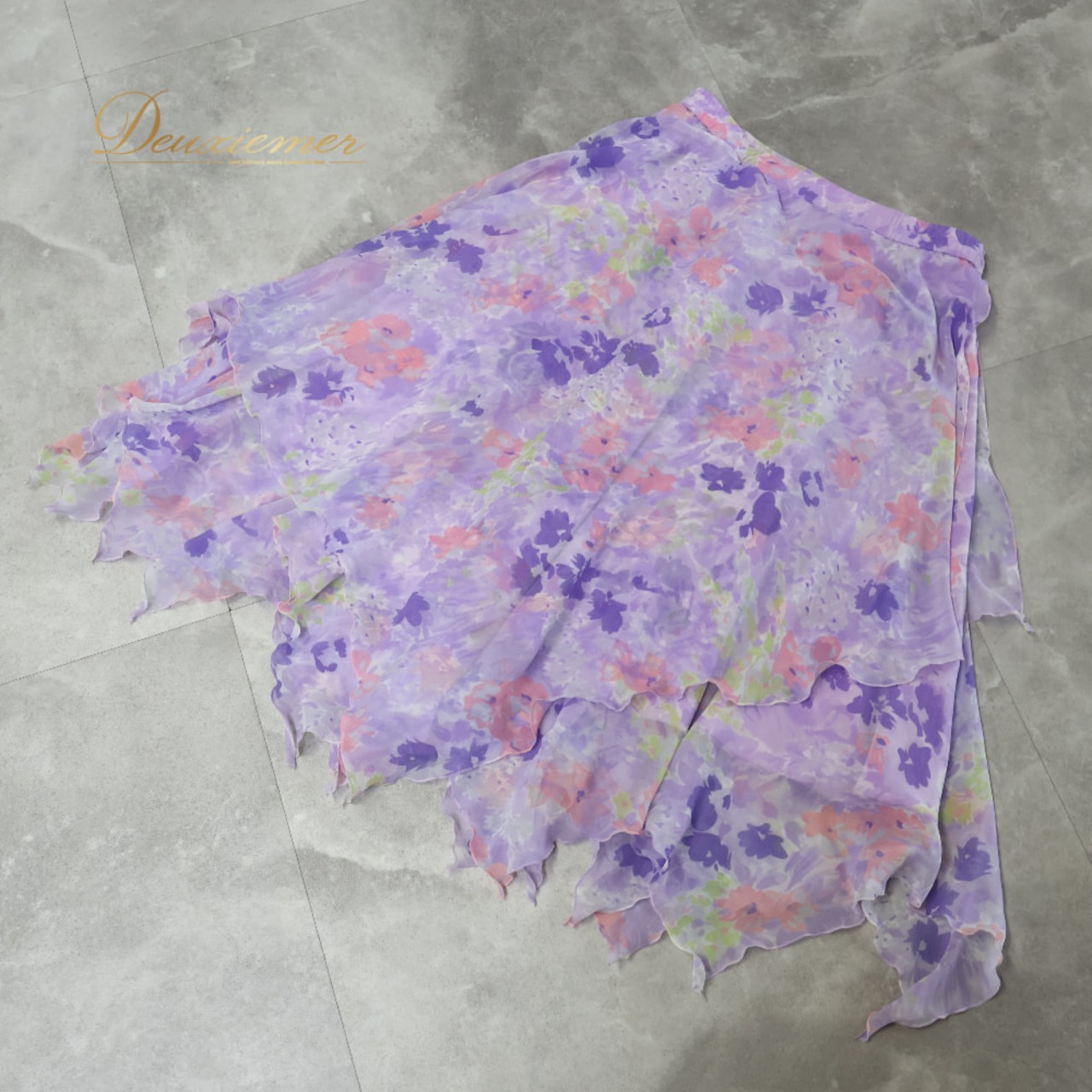 社交ダンス 衣装 フジタ スカート レッスンウェア パープル系 花 花柄 紫 白 緑 水彩 淡い かわいい 上品 練習 レッスン 華やか かわいい おしゃれ ダンス衣装 イベント ステージ パーティー 日本製 おしゃれ ピンク系 ホワイト系 グリーン系