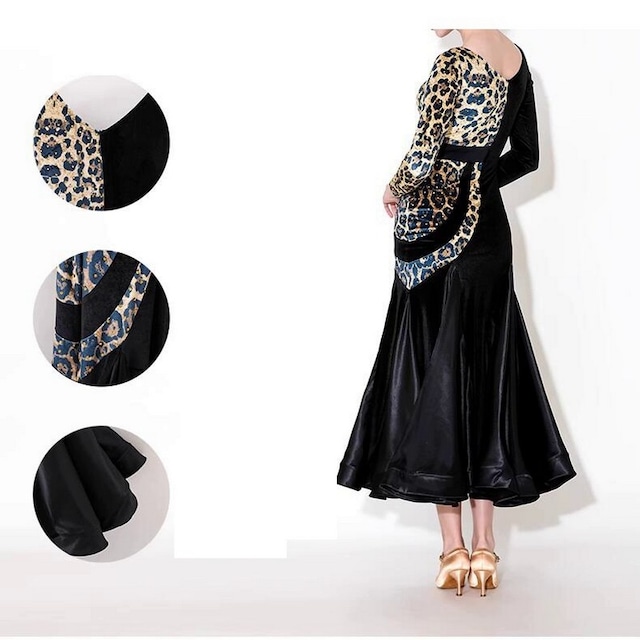 レオパードデザイン ロングスリーブ モダンドレス ds0983