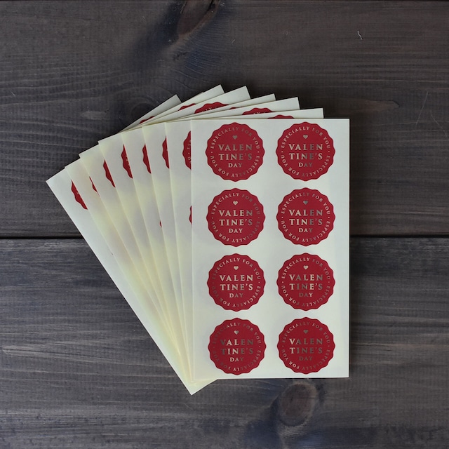 バレンタインシール 64枚入 ゴールド レッド