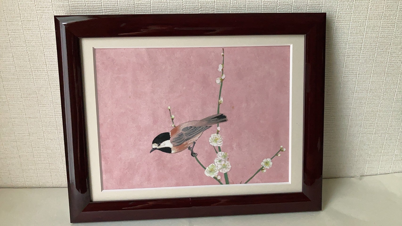 絵画 水彩画 百舌鳥に沈丁花 | アトリエひろ