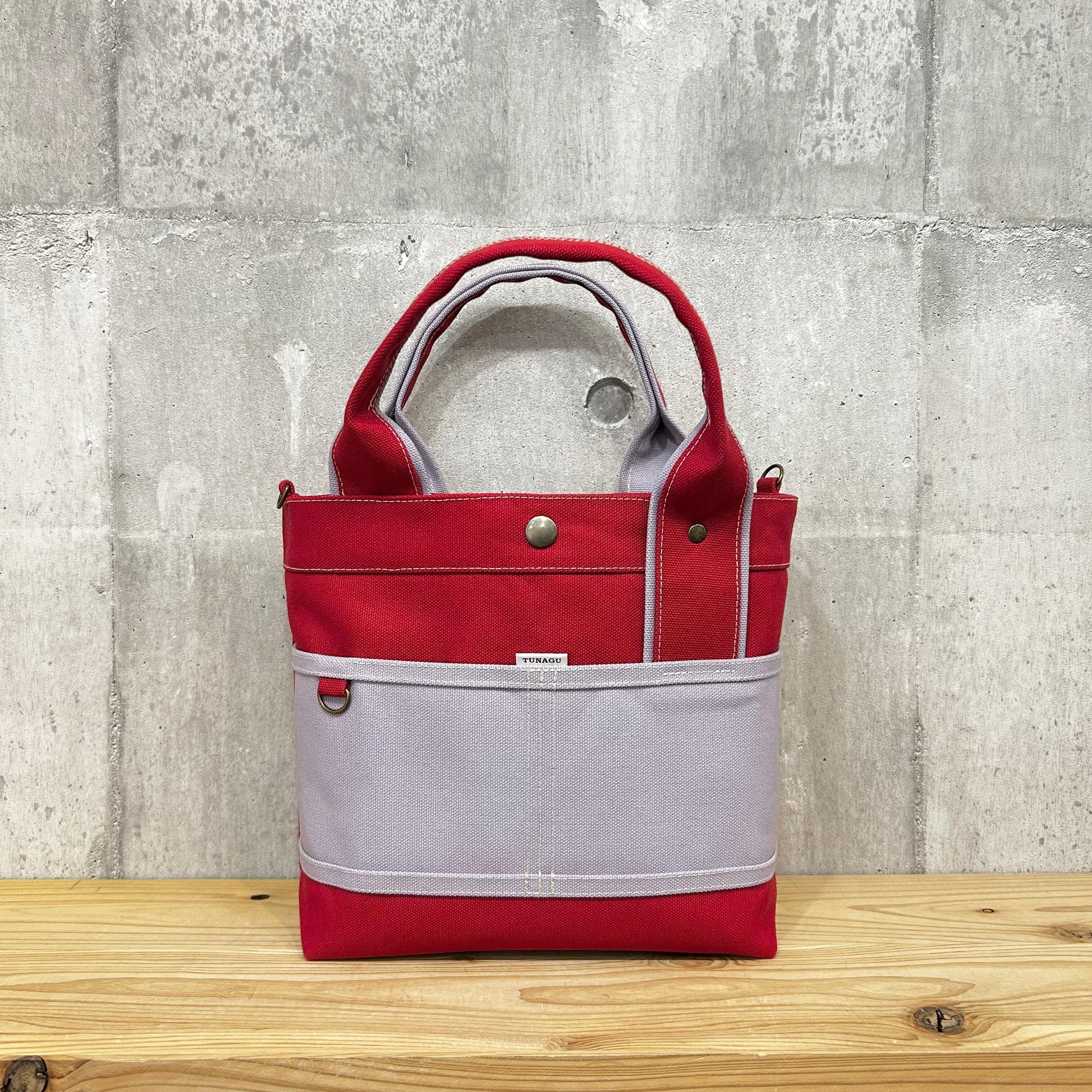 当店人気No.1.▽Bi Color Tote "M"【濃赤×ラベンダー】