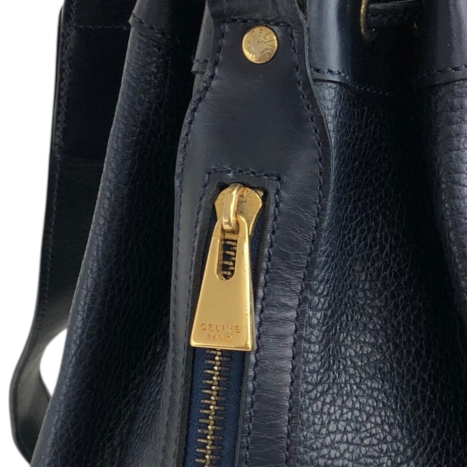 CELINE セリーヌ ショルダーバッグ ダークネイビー ガンチーニ レザー