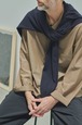 STILL BY HAND " Cupro mixed pullover shirt (KHAKI BROWN)"