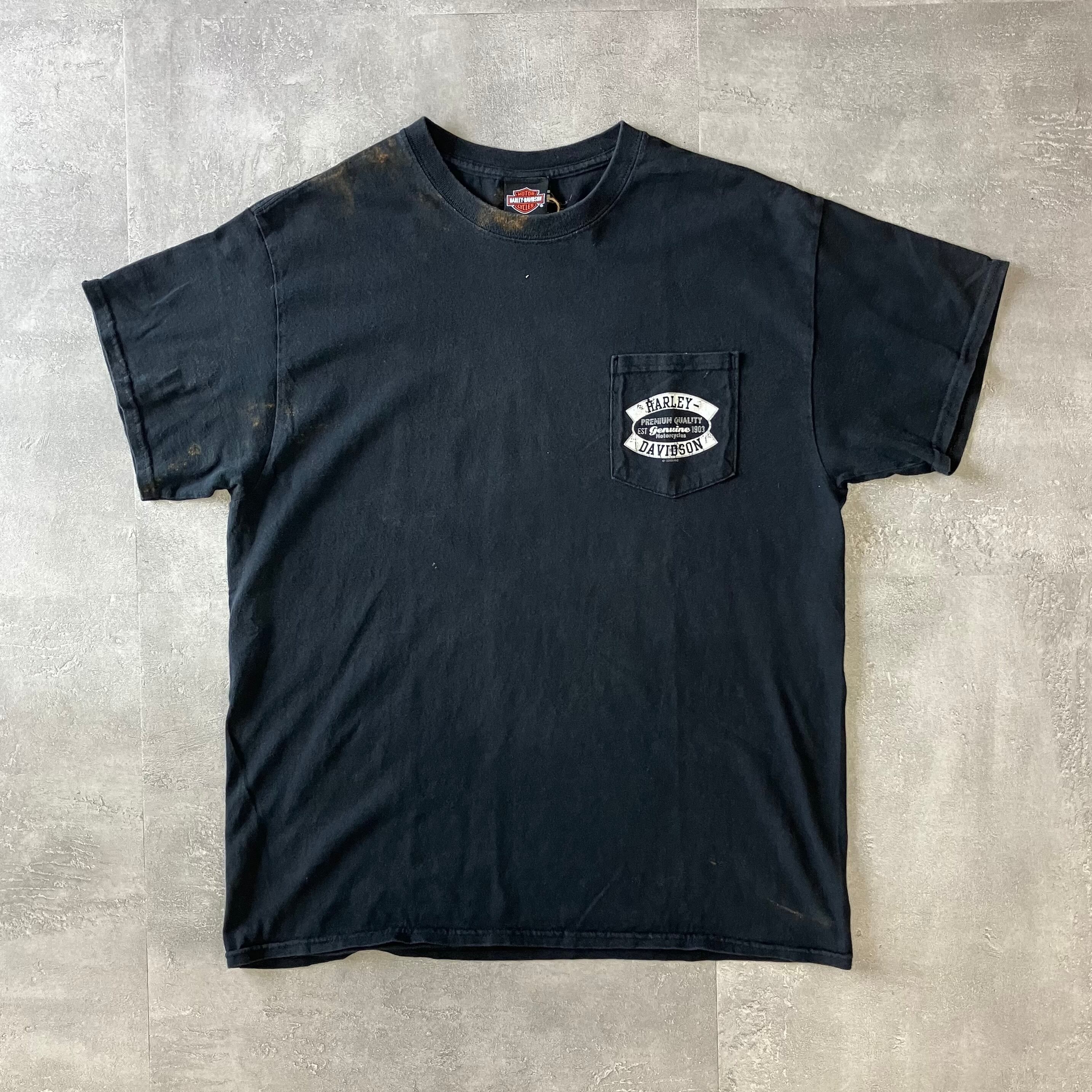 Harley-Davidson ハーレーダビッドソン 00s ポケットTee 両面プリント ブラック L No.2098