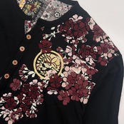 桜花爛漫 オウカランマン 和柄 桜 龍 長袖 ヘンリーネック Tシャツ XL/ブラック系 メンズ