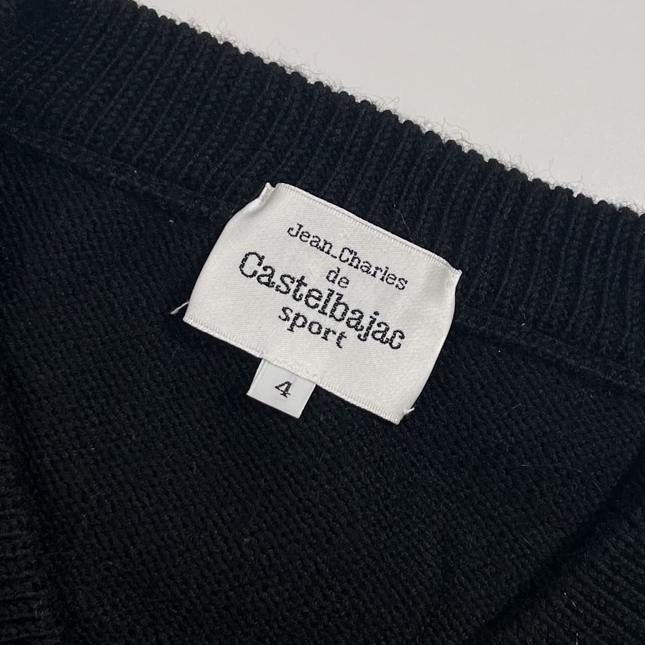 Castelbajac カステルバジャック MR.BEAR クマ刺繍 Vネック ウール ニット ベスト 4/ブラック系 メンズ ゴルフ