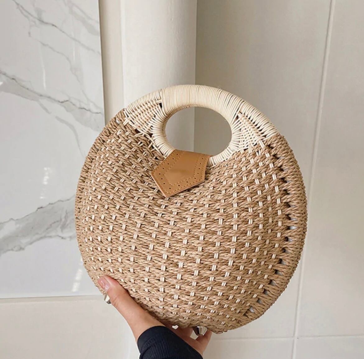 【4color】ラウンドストローバッグ