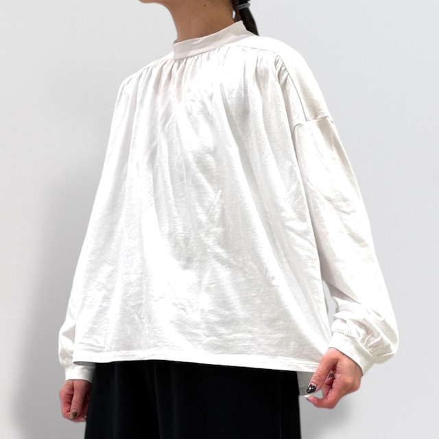 TANG ハイネックギャザーTシャツ