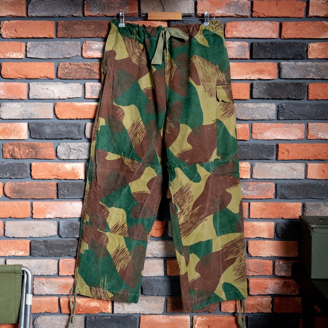 【USED】50's Belgian Army Brushstroke Camouflage Trousers 実物 ベルギー軍 50年代 ブラッシュストロークカモ オーバーパンツ ユーズド 前期型 希少 レア No.604