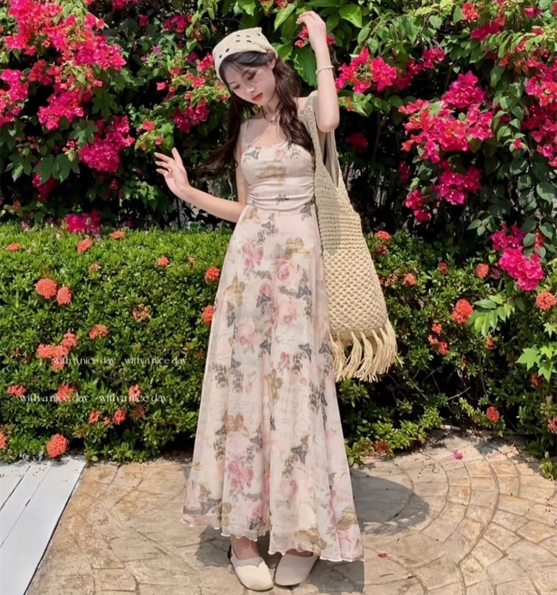 ワンピース ノースリーブワンピース 花柄ワンピース キャミワンピ