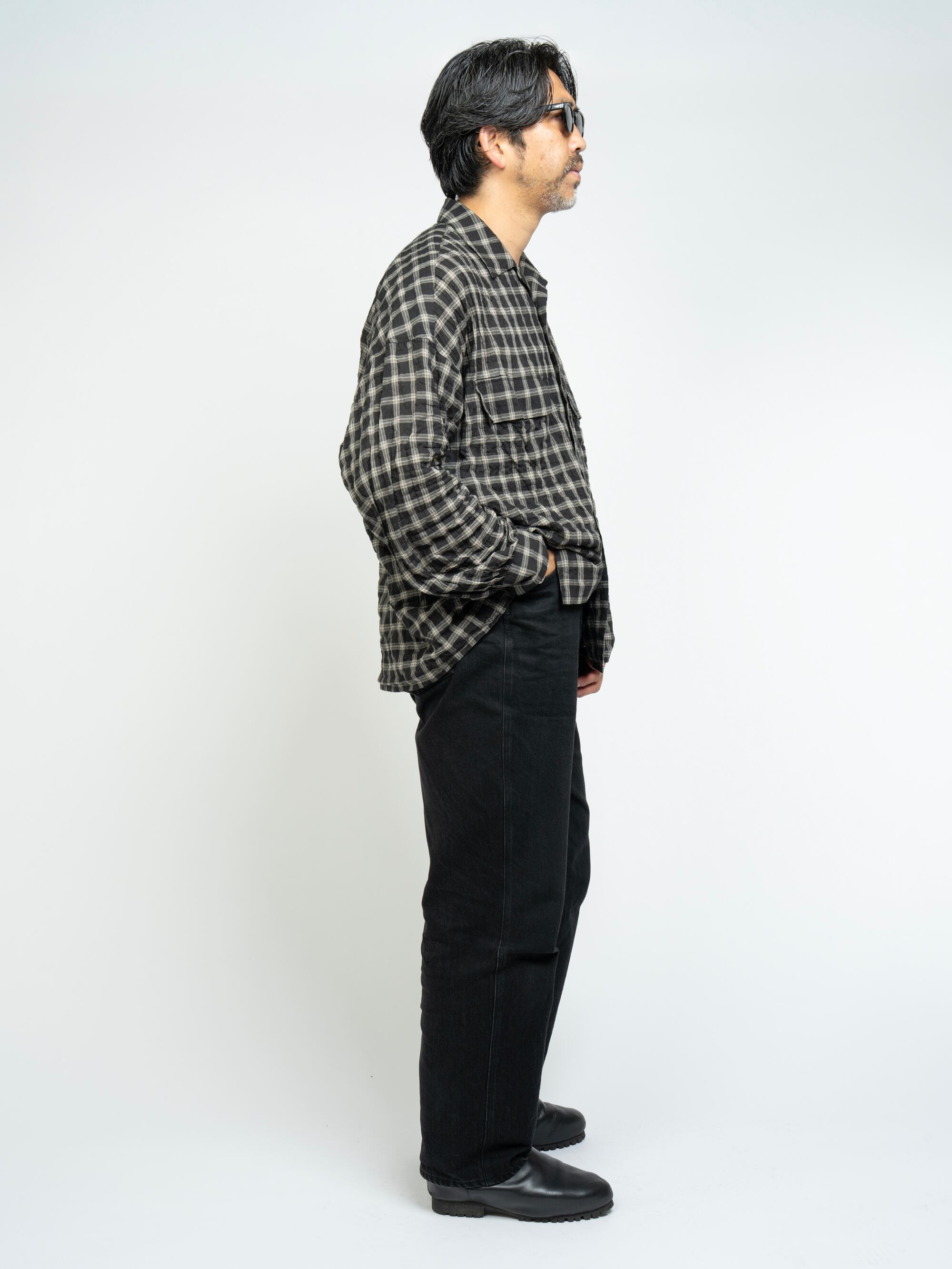 KAJA ORGANIC COTTON CHECK OPEN COLLAR SHIRT | KAJA