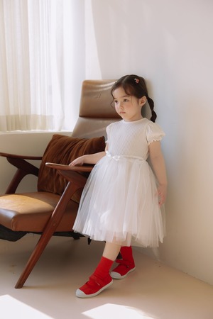 [JAZZ] Eyelet Mesh Dress + Ribbon / [째즈] 아이렛망사원피스+리본