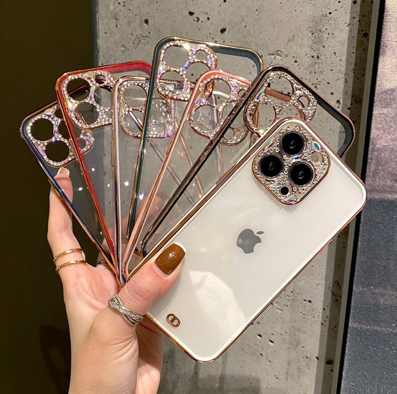 ライトストーン付き iPhone13 13promax 12 11 XR XSソフトケース