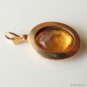 英国アンティークジュエリー 15ctゴールド 天然シトリン 真珠 オーバル ペンダントトップ（ソーティングメモ付）