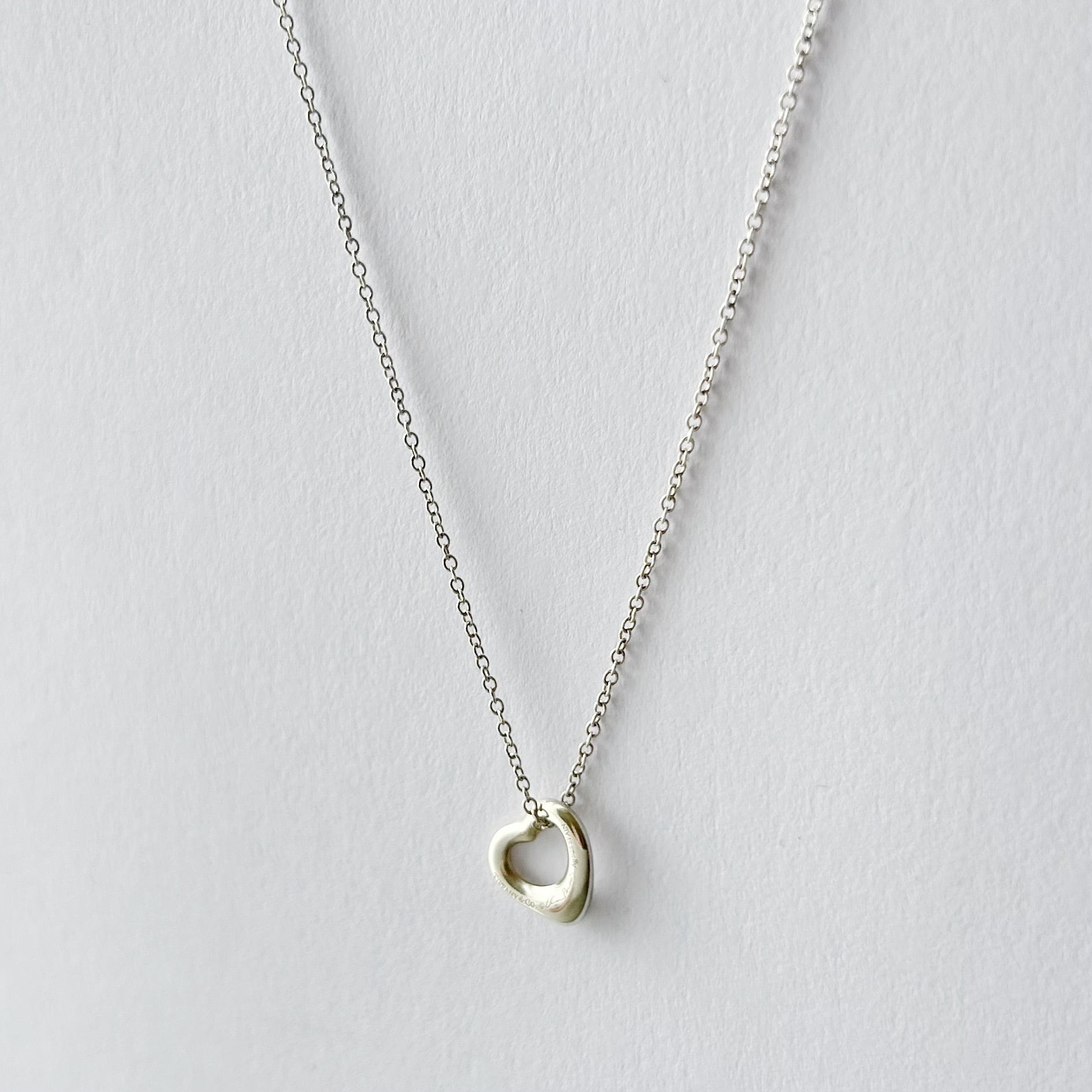 T7032】Tiffany&Co. open heart necklace mini/silver925/ティファニー