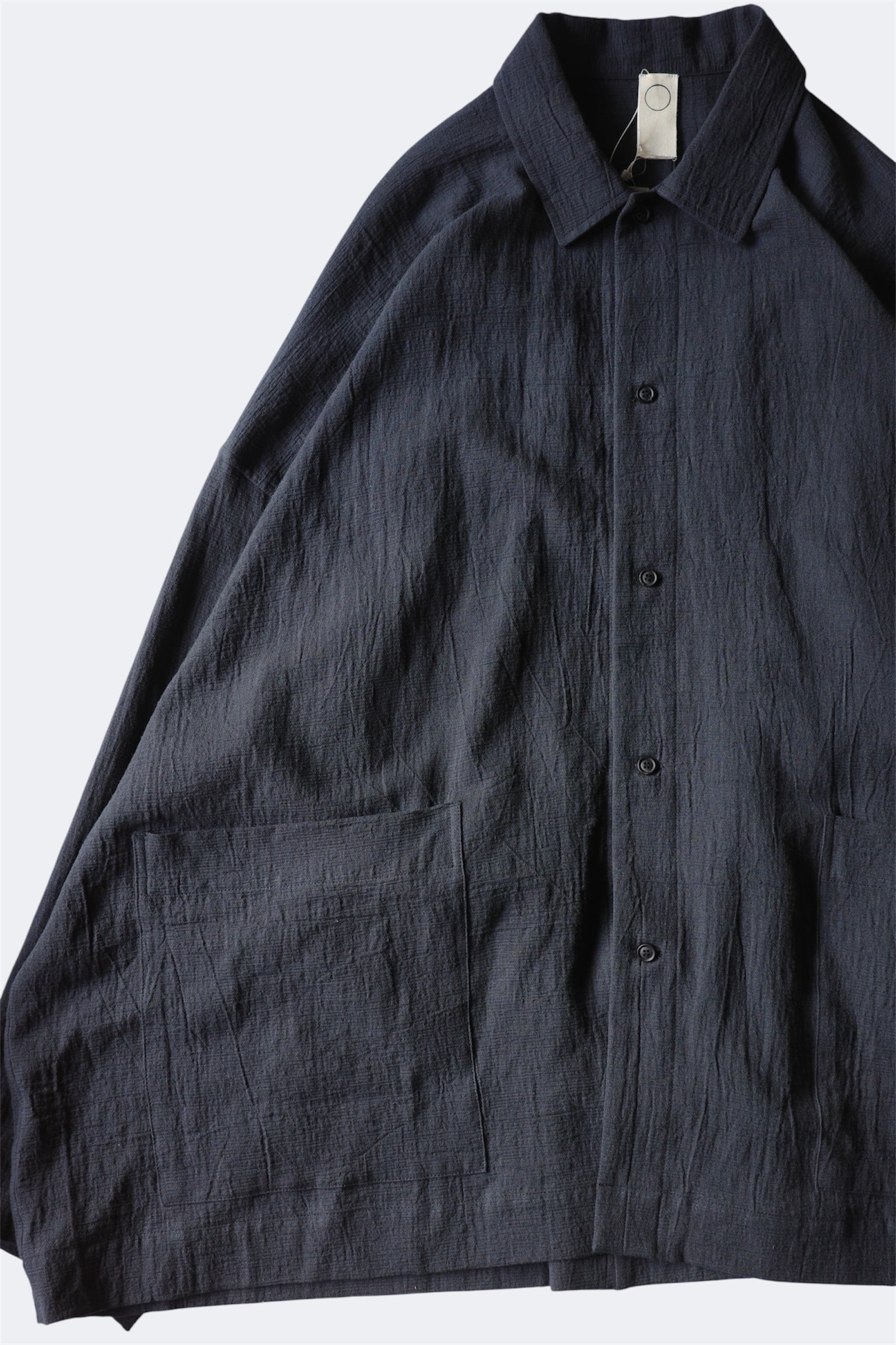 O project オープロジェクト コットン リネン ワイド シャツ 半袖 O project【WIDE FIT SHIRT/ WASHED PANAMA COTTON LINEN -Midnight
