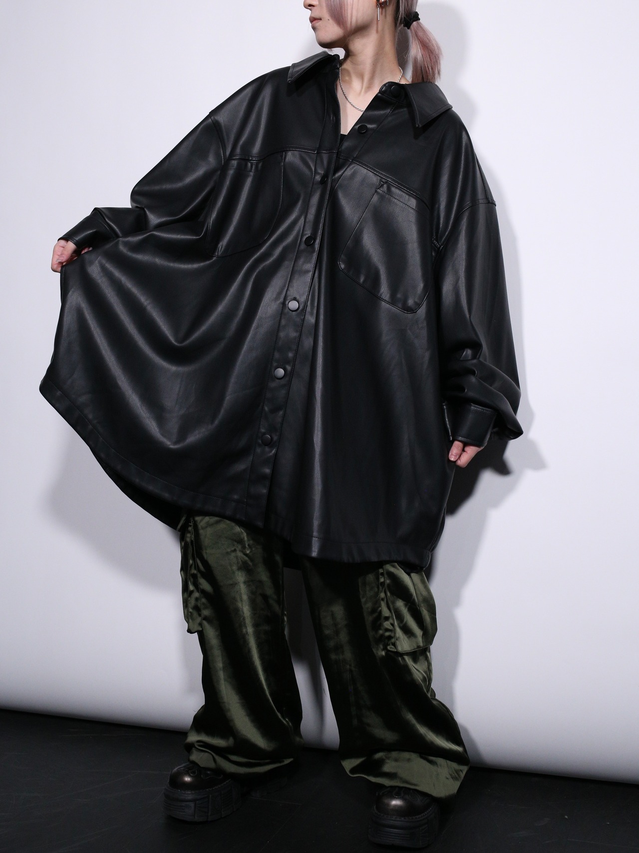 XXXX super over silhouette eco leather jacket - 1
