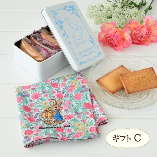 ピーターラビット™ガーデンカフェ　母の日ギフトC【刺繍ハンカチ・フィナンシェ】