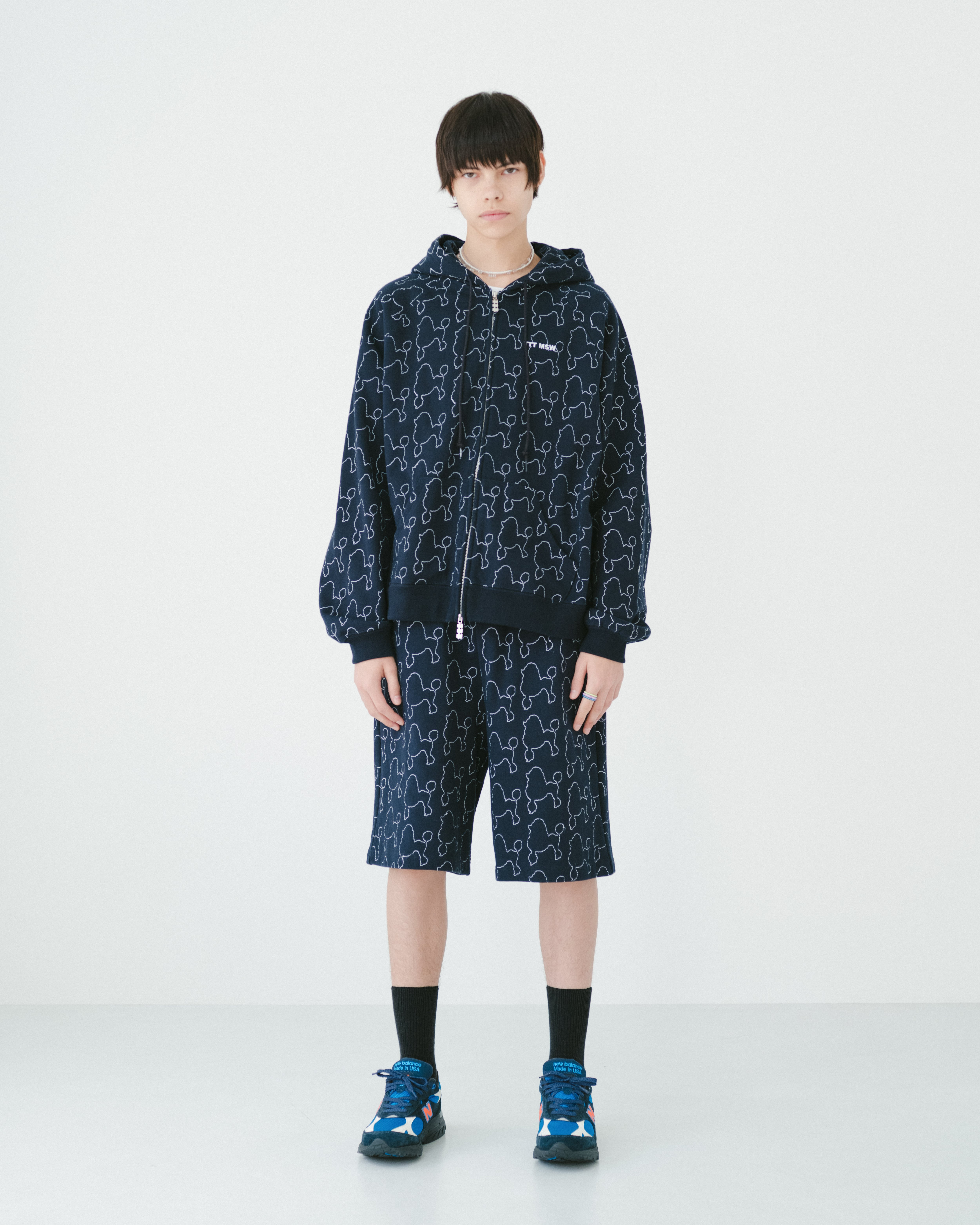 Dog embroidery zip up hoodie（NAVY） | TTTMSW