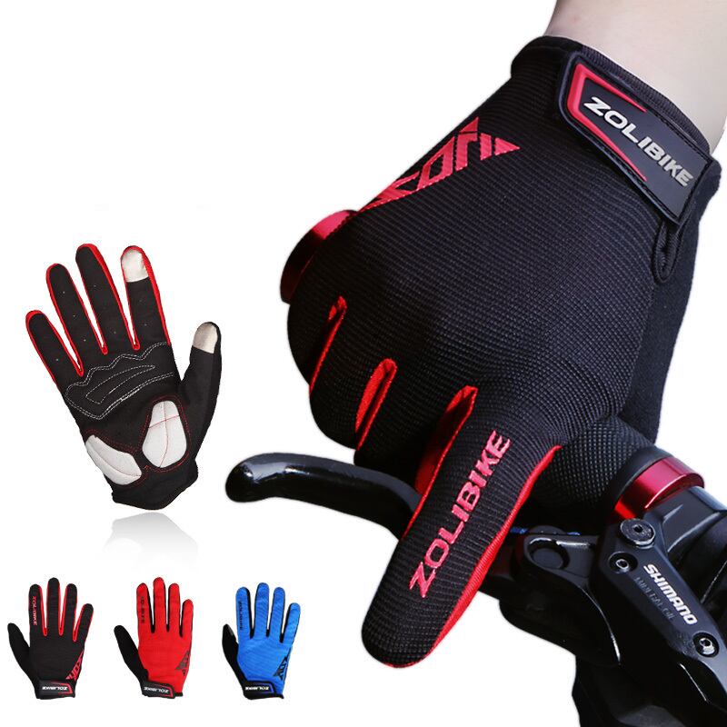 自転車 3D 立体 スマホー対応 手袋 フルフィンガー グローブ ロング 黒 サイクリング手袋