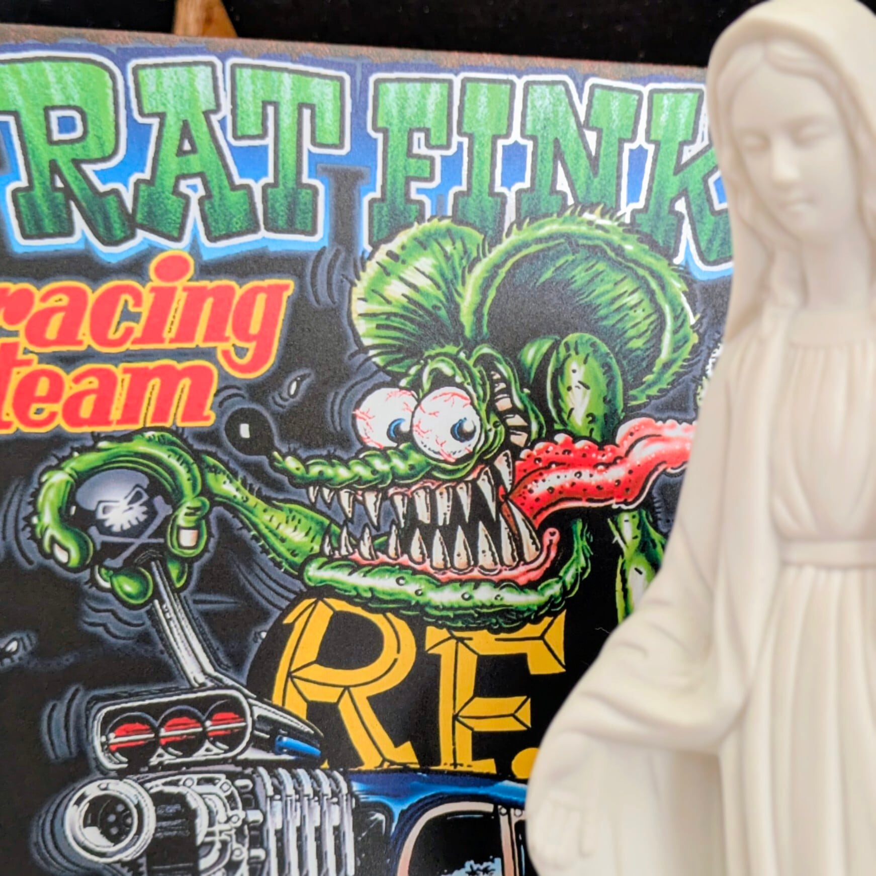 送料無料!ちょうどいいブリキ看板 【 RAT FINK ( ラットフィンク ) 】 『 racingteam 』METAL SIGN / メタルサイン / ブリキ看板 / サインボード / ビンテージ加工〚アメリカン雑貨 アメトイ〛