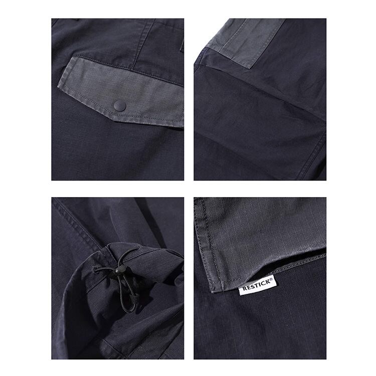 ★COLOR BLOCK MULTI-POCKET STRAIGHT PANTS　　　A0721