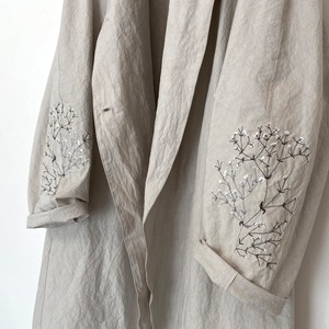 [ Ladies ] カスミソウ刺繍ライトコート -light gray- 梅雨寒軽量アウター