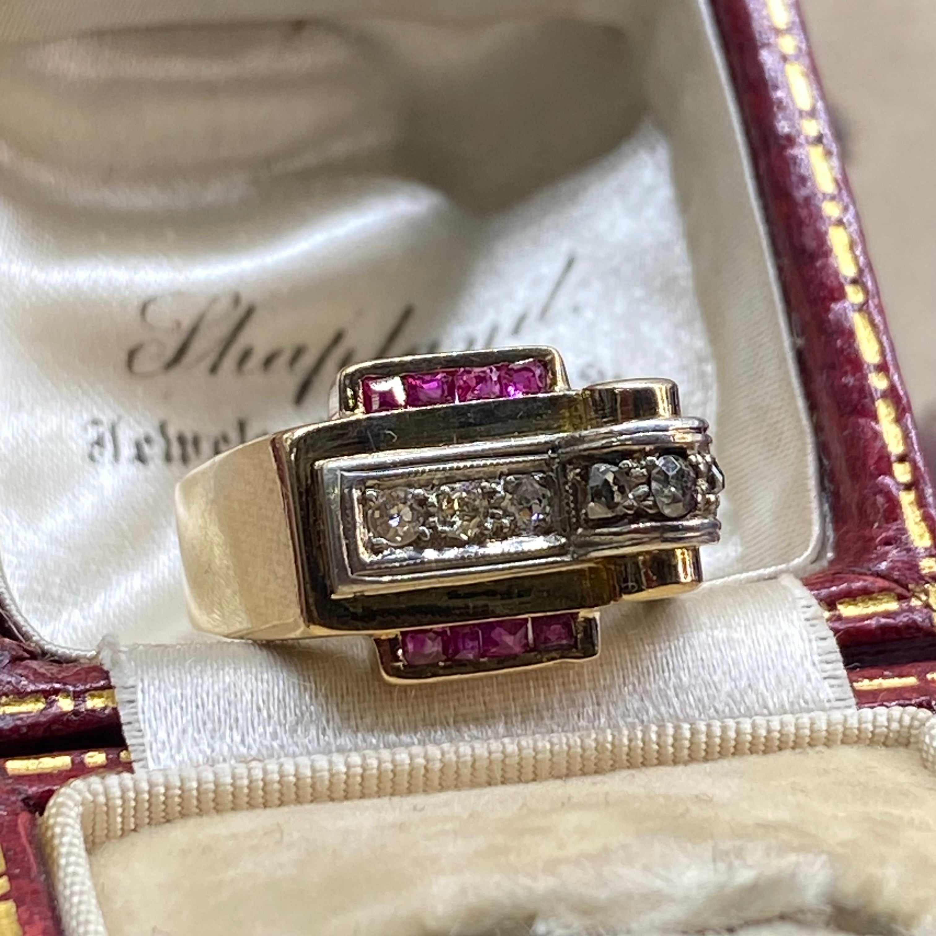 アンティークジュエリー フランス タンクリング 20世前半のラグジュアリーなハンサムリング DR00732