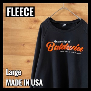 【FLEECE】USA製 プリント ロゴ 薄手スウェット トレーナー Lサイズ アメリカ古着