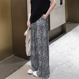 プリーツパンツ レディース 韓国 春夏秋 柄パン ワイドパンツ きれいめ 大人 カジュアル おしゃれ ハイウエスト ゆったり リラックス アニマル柄 大人可愛い 大人女子