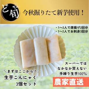 今秋掘りたて!初めての生芋こんにゃくセット〈3個入〉|農家直送・自家栽培こんにゃく芋100%・手練り製法