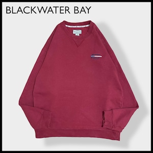 【BLACKWATER BAY】店舗 レストラン 飲食店 刺繍ロゴ ワンポイント スウェットトレーナー プルオーバー アドバタイジング バーガンディ M US古着