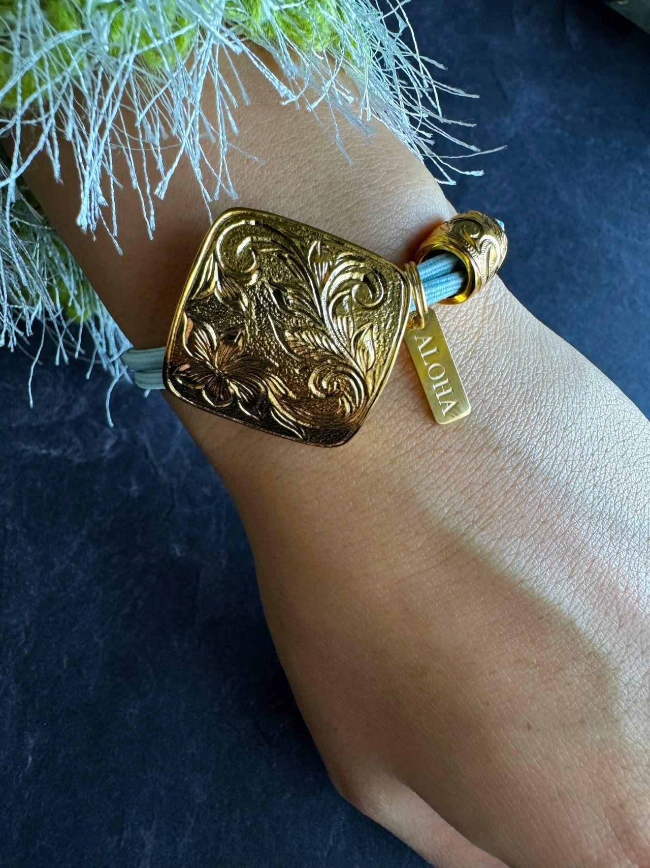 【5color】Square hear hair accessory Hawaiianjewelry(ハワイアンジュエリーヘアゴムスクエア)