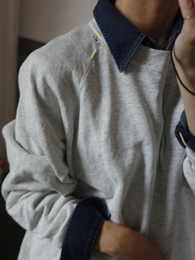 <vintage>stitch plain sweat