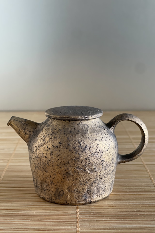 金彩焼締茶壺　村上躍　作　MY26_93